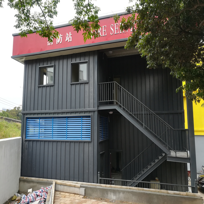 Two Storey Prefabricated Light Steel Structures Building Construction For Fire Services GB Standard