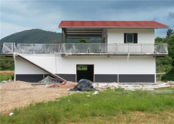 One And A Half Floor Steel Frame Small House / Light Steel Prefab House With Balcony