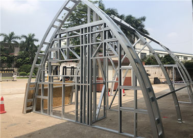 Curve Shape Light Steel Frame Construction Building  / Commercial Steel Frame Buildings